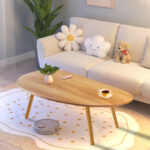 4-SOGA 2X 80x40cm Stone Pattern Living Room Nordic  Coffee Table Modern Style
