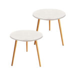 1-SOGA 2X 60x72cm White Small Side Coffee Table Living Room Balcony Home D?cor Style