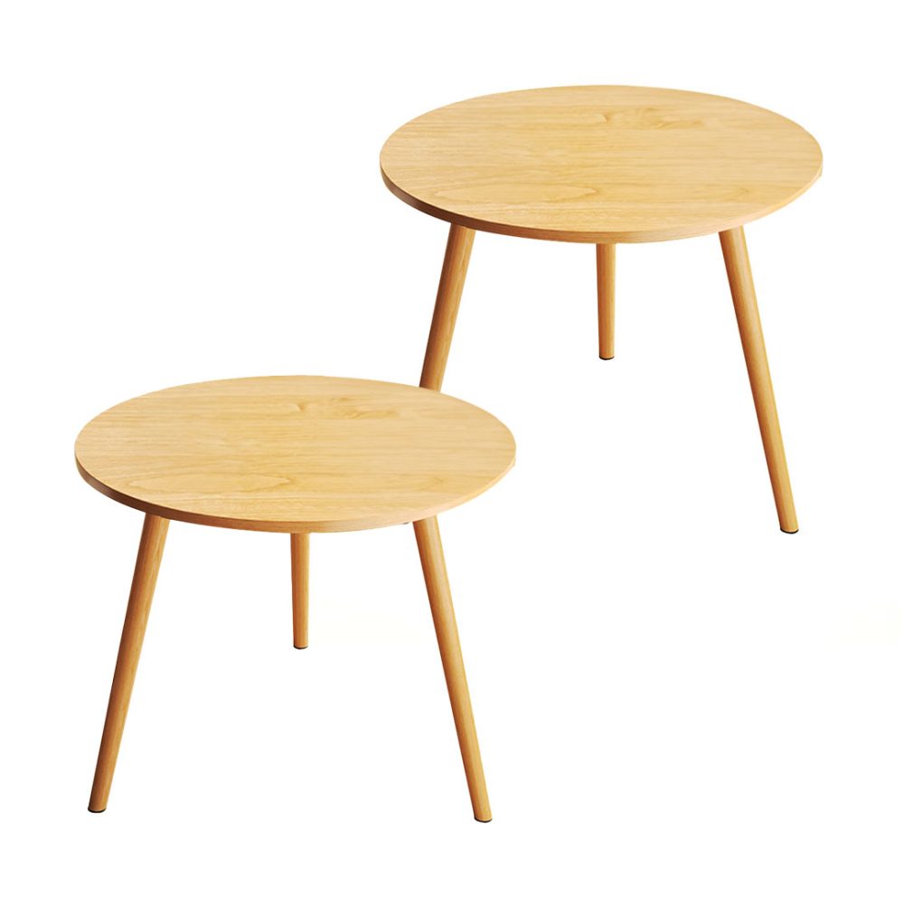 1-SOGA 2X 60x60cm Walnut Small Side Coffee Table Living Room Balcony Home D?cor Style