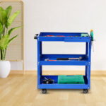 2-SOGA 3 Tier Tool Storage Cart Portable Service Utility Heavy Duty Mobile Trolley Blue