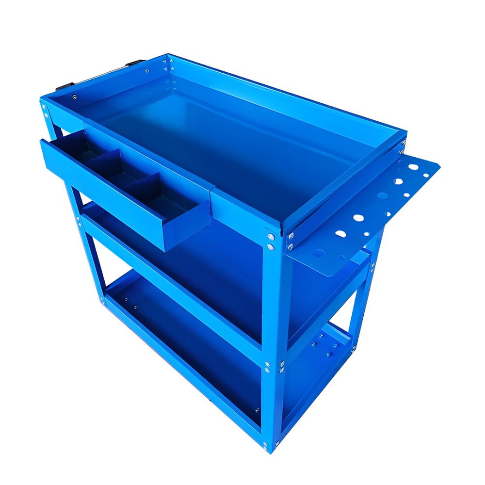 1-SOGA 3 Tier Tool Storage Cart Portable Service Utility Heavy Duty Mobile Trolley Blue