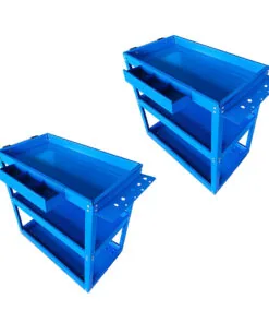 1-SOGA 2X 3 Tier Tool Storage Cart Portable Service Utility Heavy Duty Mobile Trolley Blue