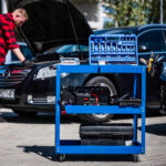 6-SOGA 2X 3 Tier Tool Storage Cart Portable Service Utility Heavy Duty Mobile Trolley Blue