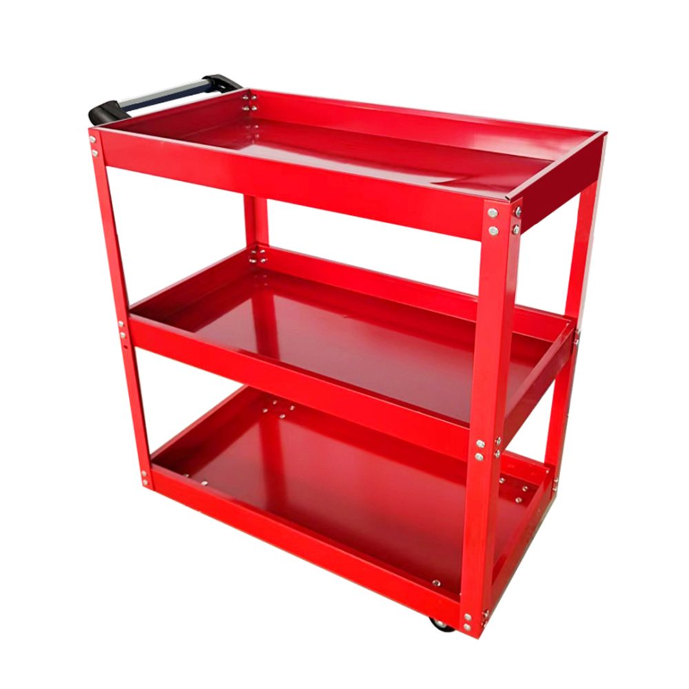 1-SOGA 3 Tier Tool Storage Cart Portable Service Utility Heavy Duty Mobile Trolley Red