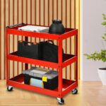 3-SOGA 3 Tier Tool Storage Cart Portable Service Utility Heavy Duty Mobile Trolley Red