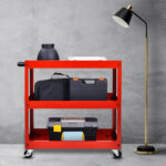 5-SOGA 3 Tier Tool Storage Cart Portable Service Utility Heavy Duty Mobile Trolley Red