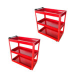 1-SOGA 2X 3 Tier Tool Storage Cart Portable Service Utility Heavy Duty Mobile Trolley Red