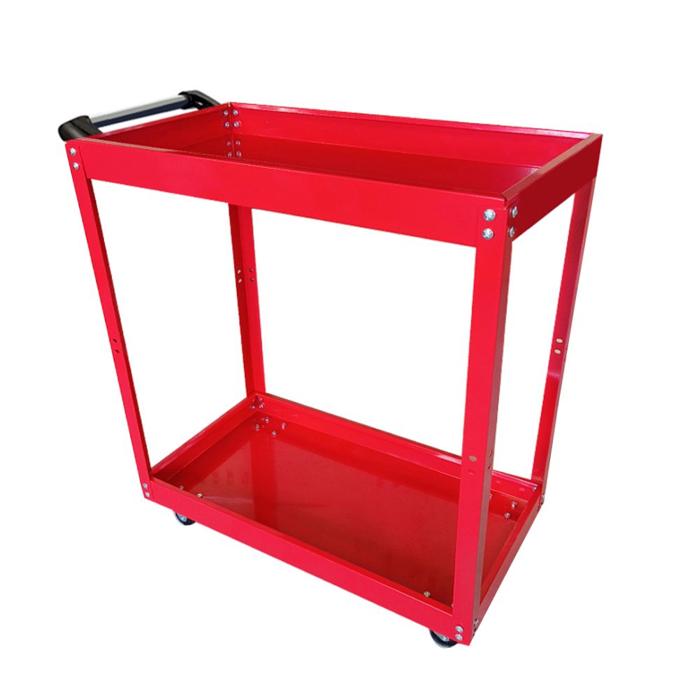 1-SOGA 2 Tier Tool Storage Cart Portable Service Utility Heavy Duty Mobile Trolley Red