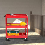 3-SOGA 2 Tier Tool Storage Cart Portable Service Utility Heavy Duty Mobile Trolley Red