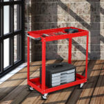 5-SOGA 2 Tier Tool Storage Cart Portable Service Utility Heavy Duty Mobile Trolley Red