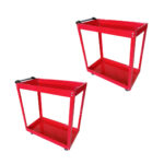 1-SOGA 2X 2 Tier Tool Storage Cart Portable Service Utility Heavy Duty Mobile Trolley Red