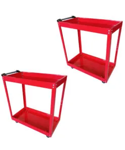 1-SOGA 2X 2 Tier Tool Storage Cart Portable Service Utility Heavy Duty Mobile Trolley Red