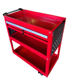 1-SOGA 3 Tier Tool Storage Cart Portable Service Utility Heavy Duty Mobile Trolley with Drawer and Hooks Red