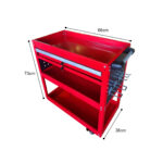 4-SOGA 3 Tier Tool Storage Cart Portable Service Utility Heavy Duty Mobile Trolley with Drawer and Hooks Red