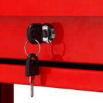 8-SOGA 3 Tier Tool Storage Cart Portable Service Utility Heavy Duty Mobile Trolley with Drawer and Hooks Red