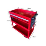 4-SOGA 2X 3 Tier Tool Storage Cart Portable Service Utility Heavy Duty Mobile Trolley with Drawer and Hooks Red