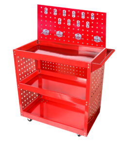 1-SOGA 3 Tier Tool Storage Cart Portable Service Utility Heavy Duty Mobile Trolley with Porous Side Panels