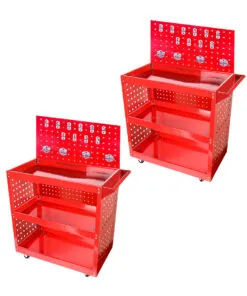 1-SOGA 2X 3 Tier Tool Storage Cart Portable Service Utility Heavy Duty Mobile Trolley with Porous Side Panels