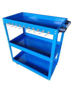 1-SOGA 3 Tier Tool Storage Cart Portable Service Utility Heavy Duty Mobile Trolley with Hooks Blue