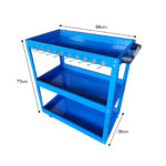 4-SOGA 3 Tier Tool Storage Cart Portable Service Utility Heavy Duty Mobile Trolley with Hooks Blue