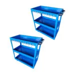 1-SOGA 2X 3 Tier Tool Storage Cart Portable Service Utility Heavy Duty Mobile Trolley with Hooks Blue