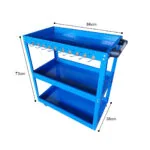 4-SOGA 2X 3 Tier Tool Storage Cart Portable Service Utility Heavy Duty Mobile Trolley with Hooks Blue