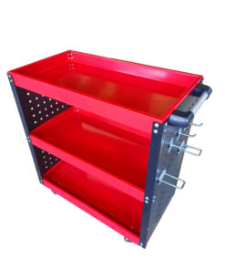 1-SOGA 3 Tier Tool Storage Cart Portable Service Utility Heavy Duty Mobile Trolley with Hooks Red