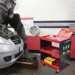 3-SOGA 3 Tier Tool Storage Cart Portable Service Utility Heavy Duty Mobile Trolley with Hooks Red
