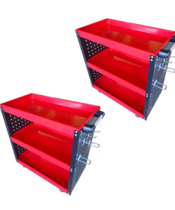 1-SOGA 3 Tier Tool Storage Cart Portable Service Utility Heavy Duty Mobile Trolley with Hooks Red
