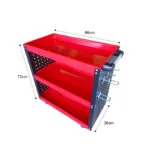4-SOGA 3 Tier Tool Storage Cart Portable Service Utility Heavy Duty Mobile Trolley with Hooks Red