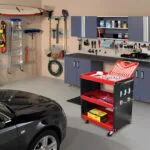 5-SOGA 3 Tier Tool Storage Cart Portable Service Utility Heavy Duty Mobile Trolley with Hooks Red