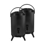 1-SOGA 2X 10L Stainless Steel Insulated Milk Tea Barrel Hot and Cold Beverage Dispenser Container with Faucet Black