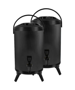 1-SOGA 2X 10L Stainless Steel Insulated Milk Tea Barrel Hot and Cold Beverage Dispenser Container with Faucet Black