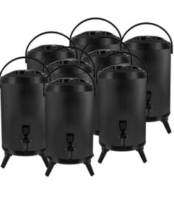 1-SOGA 8X 10L Stainless Steel Insulated Milk Tea Barrel Hot and Cold Beverage Dispenser Container with Faucet Black