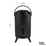 5-SOGA 8X 10L Stainless Steel Insulated Milk Tea Barrel Hot and Cold Beverage Dispenser Container with Faucet Black