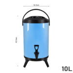 5-SOGA 10L Stainless Steel Insulated Milk Tea Barrel Hot and Cold Beverage Dispenser Container with Faucet Blue