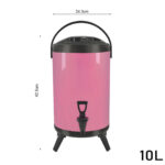 5-SOGA 10L Stainless Steel Insulated Milk Tea Barrel Hot and Cold Beverage Dispenser Container with Faucet Pink