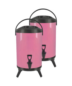 1-SOGA 2X 10L Stainless Steel Insulated Milk Tea Barrel Hot and Cold Beverage Dispenser Container with Faucet Pink