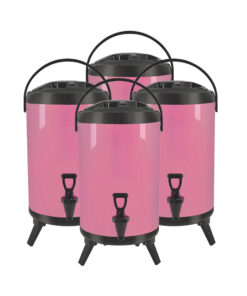 1-SOGA 4X 10L Stainless Steel Insulated Milk Tea Barrel Hot and Cold Beverage Dispenser Container with Faucet Pink