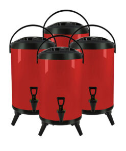 1-SOGA 4X 10L Stainless Steel Insulated Milk Tea Barrel Hot and Cold Beverage Dispenser Container with Faucet Red