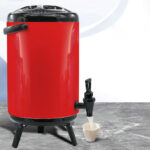 2-SOGA 8X 10L Stainless Steel Insulated Milk Tea Barrel Hot and Cold Beverage Dispenser Container with Faucet Red