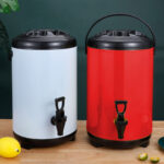 7-SOGA 8X 10L Stainless Steel Insulated Milk Tea Barrel Hot and Cold Beverage Dispenser Container with Faucet Red