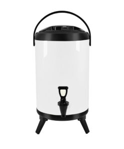 1-SOGA 10L Stainless Steel Insulated Milk Tea Barrel Hot and Cold Beverage Dispenser Container with Faucet White