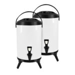 1-SOGA 2X 10L Stainless Steel Insulated Milk Tea Barrel Hot and Cold Beverage Dispenser Container with Faucet White