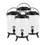 1-SOGA 4X 10L Stainless Steel Insulated Milk Tea Barrel Hot and Cold Beverage Dispenser Container with Faucet White