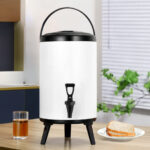 4-SOGA 4X 10L Stainless Steel Insulated Milk Tea Barrel Hot and Cold Beverage Dispenser Container with Faucet White