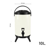 5-SOGA 4X 10L Stainless Steel Insulated Milk Tea Barrel Hot and Cold Beverage Dispenser Container with Faucet White
