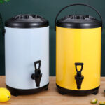 8-SOGA 4X 10L Stainless Steel Insulated Milk Tea Barrel Hot and Cold Beverage Dispenser Container with Faucet White