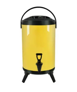 1-SOGA 10L Stainless Steel Insulated Milk Tea Barrel Hot and Cold Beverage Dispenser Container with Faucet Yellow