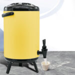 2-SOGA 4X 10L Stainless Steel Insulated Milk Tea Barrel Hot and Cold Beverage Dispenser Container with Faucet Yellow